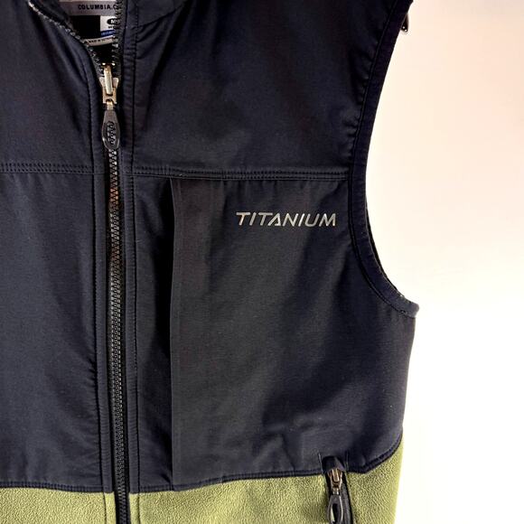 Columbia Mens M Titanium Interchange Full Zip Fleece Vest Blk/Grn - Picture 4 of 10